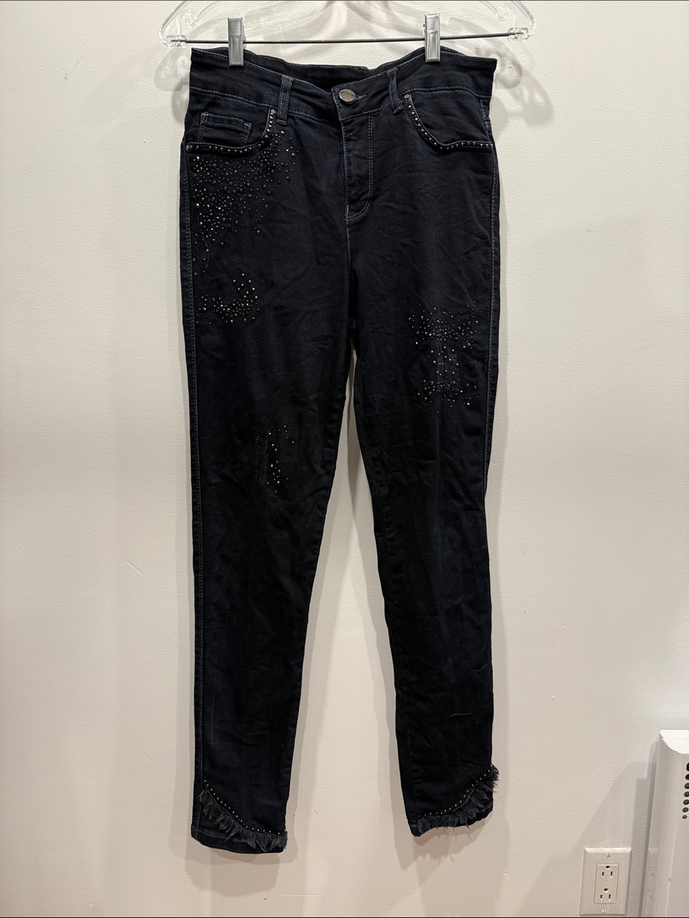 Lulu Love Black Embellished Studded Jeans Size 10